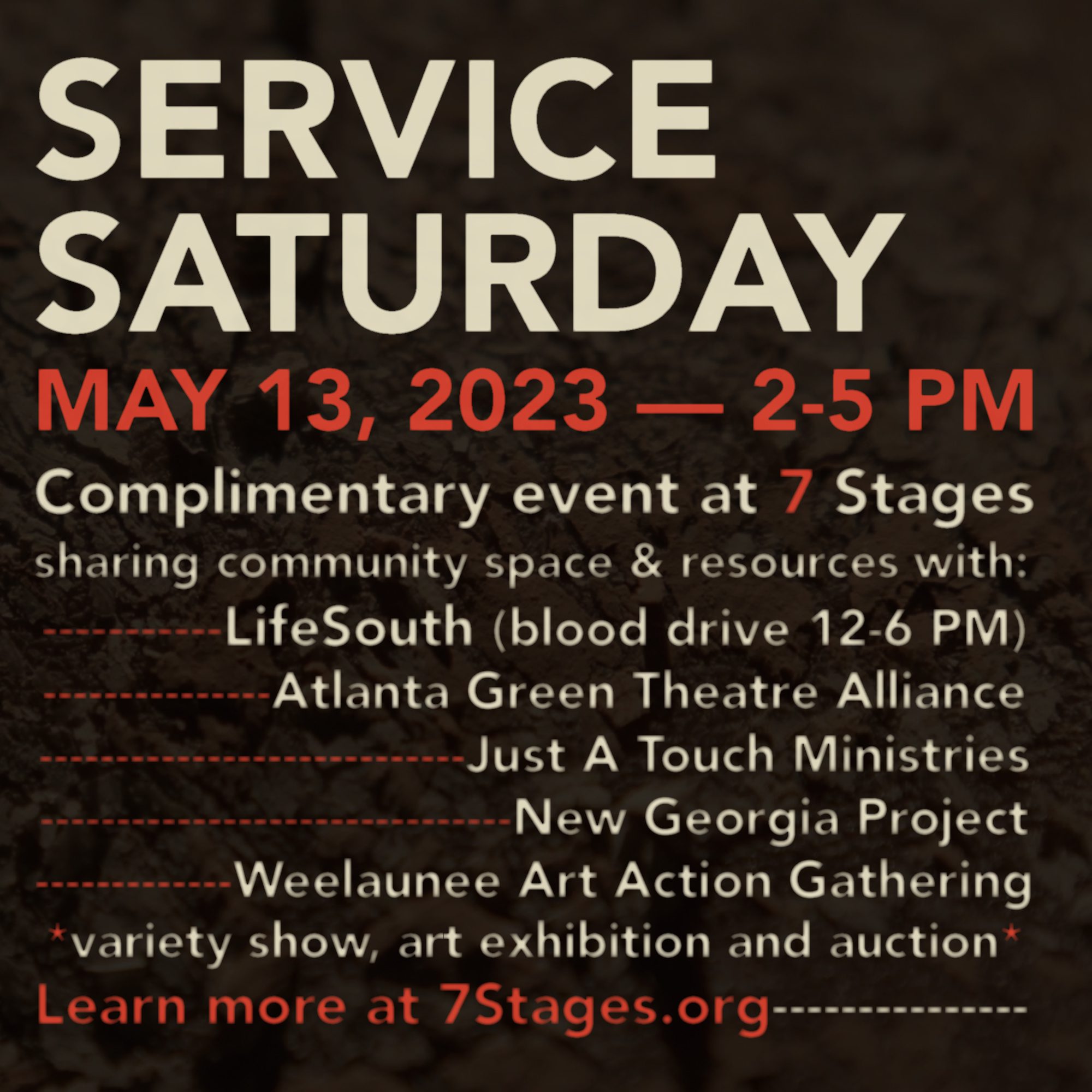 Service Saturday, May 12, 2023 from 2 to 5 PM.