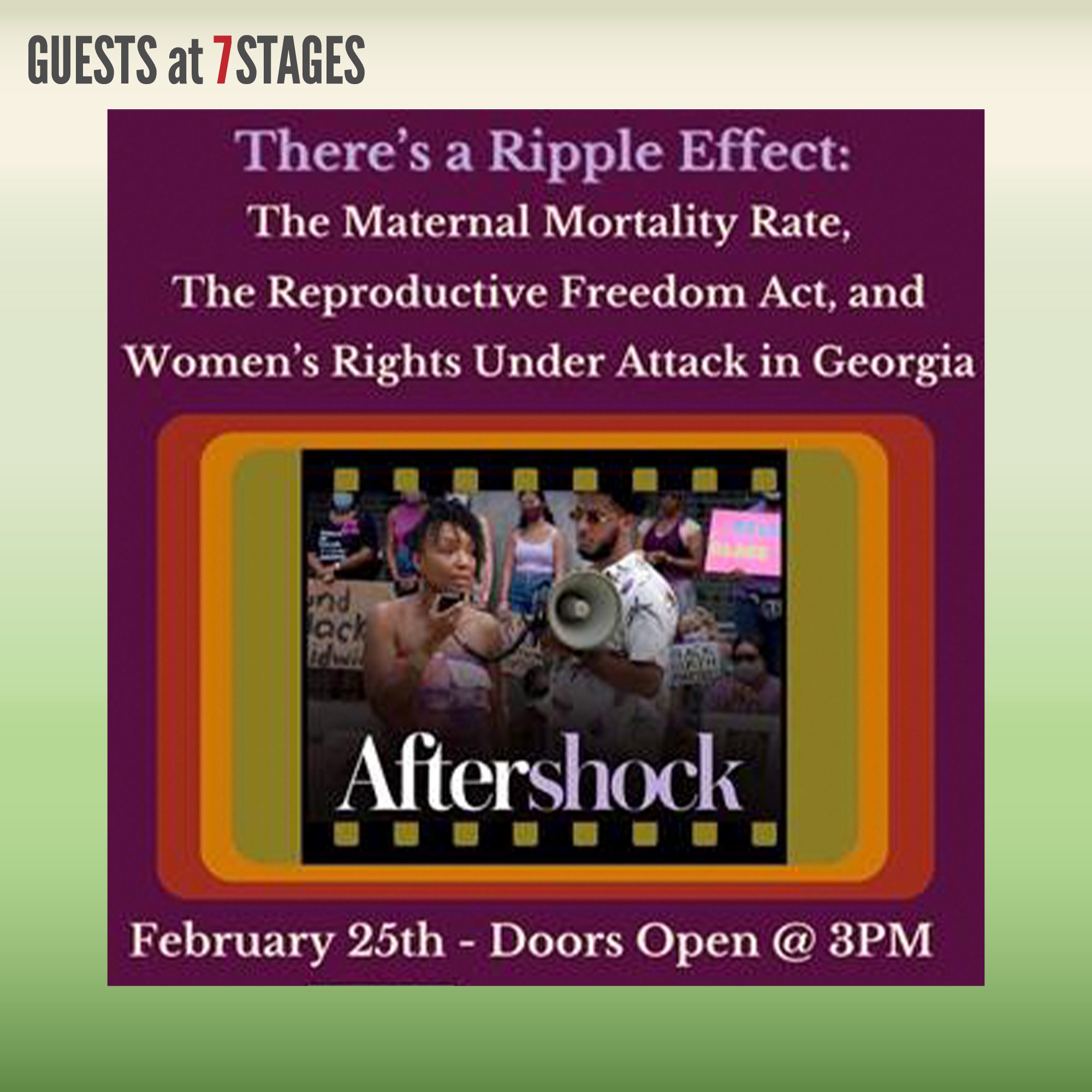 There's a Ripple Effect. The Maternal Mortality Rate, The Reproductive Freedom Act, and Women's Rights Under Attack in Georgia. February 25th - Doors open at 3 P.M.