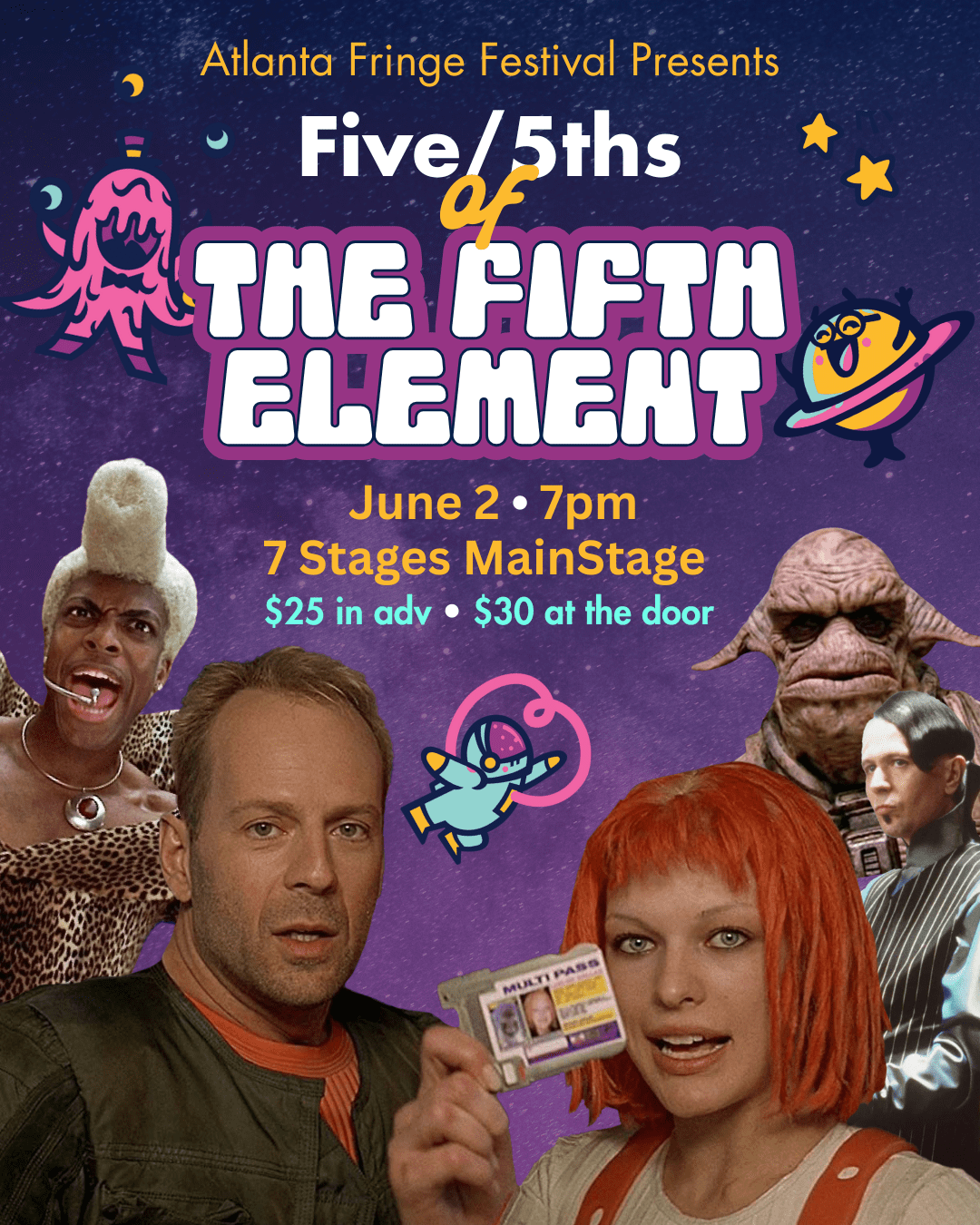 Atlanta Fringe Festival Presents Five/5ths of the Fifth Element. June 2 at 7 P.M. on 7 Stages Mainstage. $25 in advance. $30 at the door.